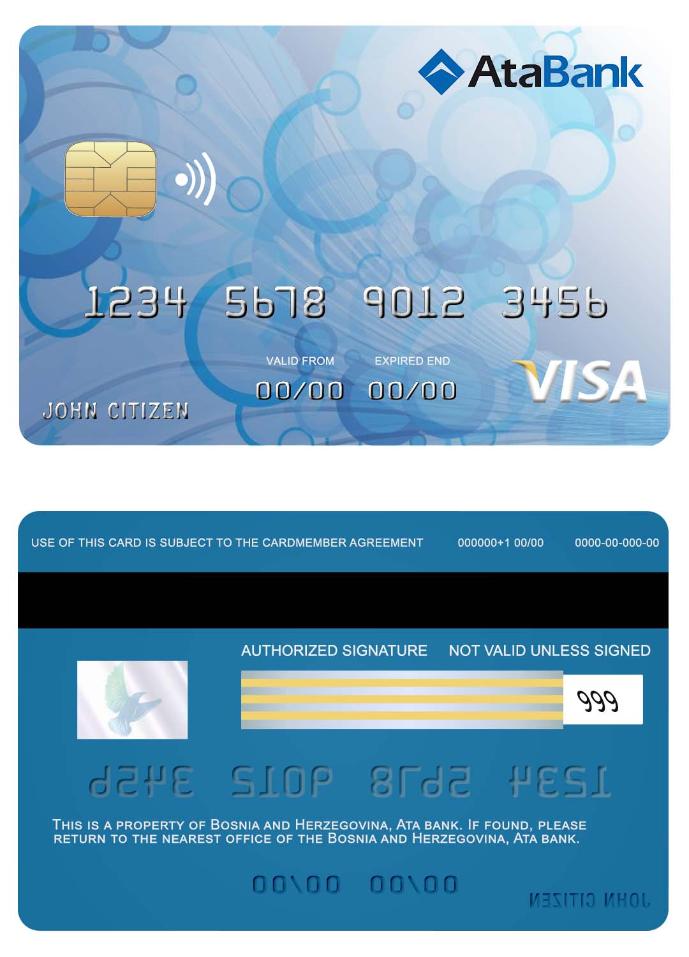 Bosnia and Herzegovina Ata bank visa card